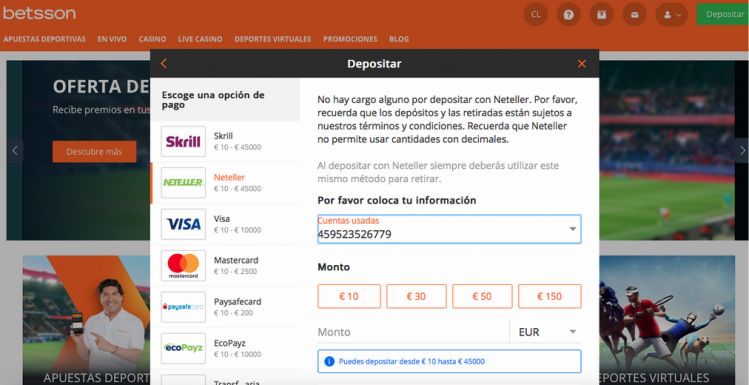 Métodos de pago Neteller