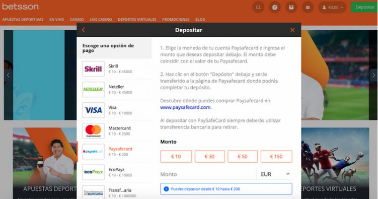 Ingreso con Paysafecard