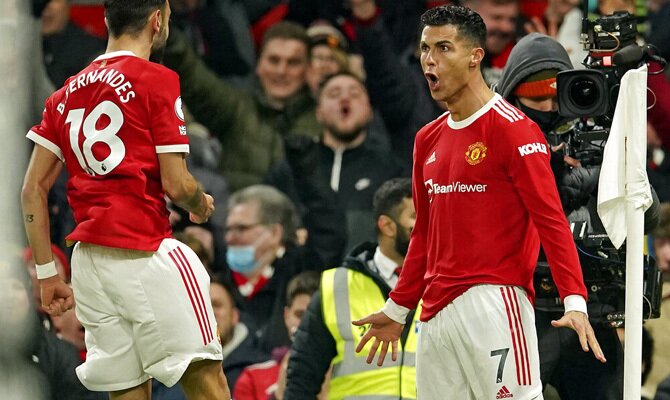 Cristiano Ronaldo realiza su celebración característica. Cuotas Newcastle vs Manchester United.