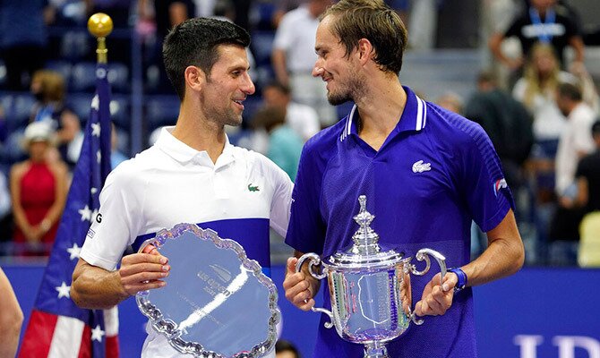 Daniil Medvedev y Novak Djokovic como finalistas del ultimo US Open