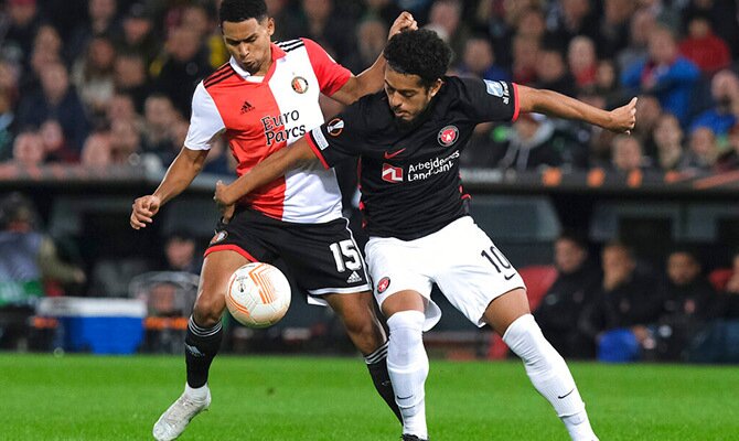 Marcos Lopez del Feyenoord en partido contra Midtjylland por Europa League