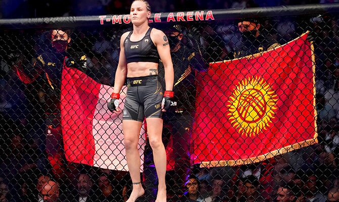 Valentina Shevchenko previo a una pelea en el T-Mobile Arena de Las Vegas