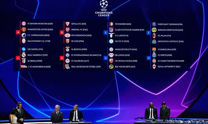 La fase de grupos definida en el sorteo de la Champions League 2023-2024