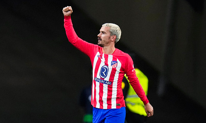 Antoine Griezmann celebra un gol del Atletico de Madrid en el Metropolitano