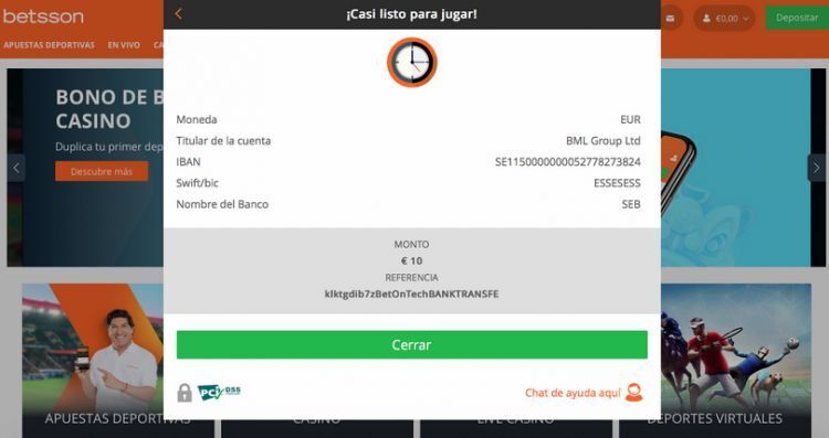 Confirmación transferencia bancaria
